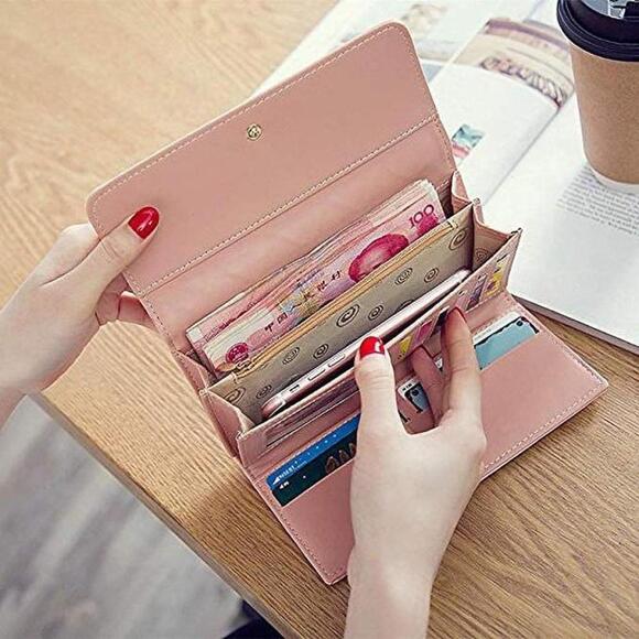 Crown Rhombus Pattern Wallet In Light Blue - Picture 5 of 7